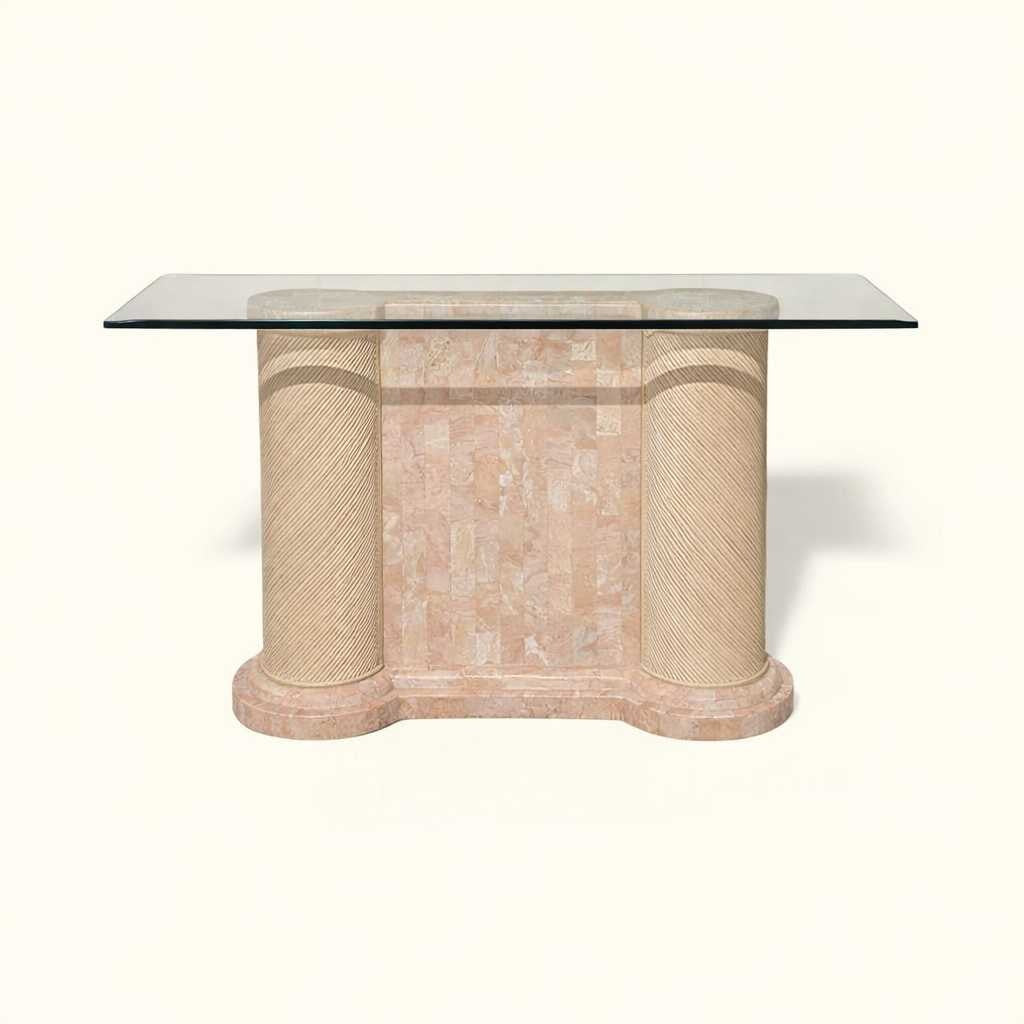 Postmodern Entryway Glass Console Table, c. 1980s
