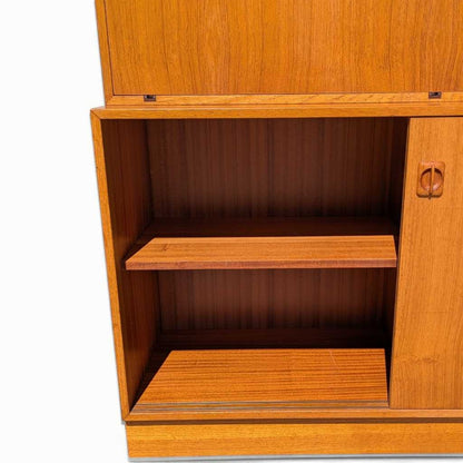 Vintage Teak Bookcase with Drop Front Desk