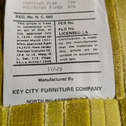 Vintage 96” Tufted Striped Sofa – Mid Century Curved Back Couch, Cleaned + New Foam Included, Unique Hollywood Regency Style