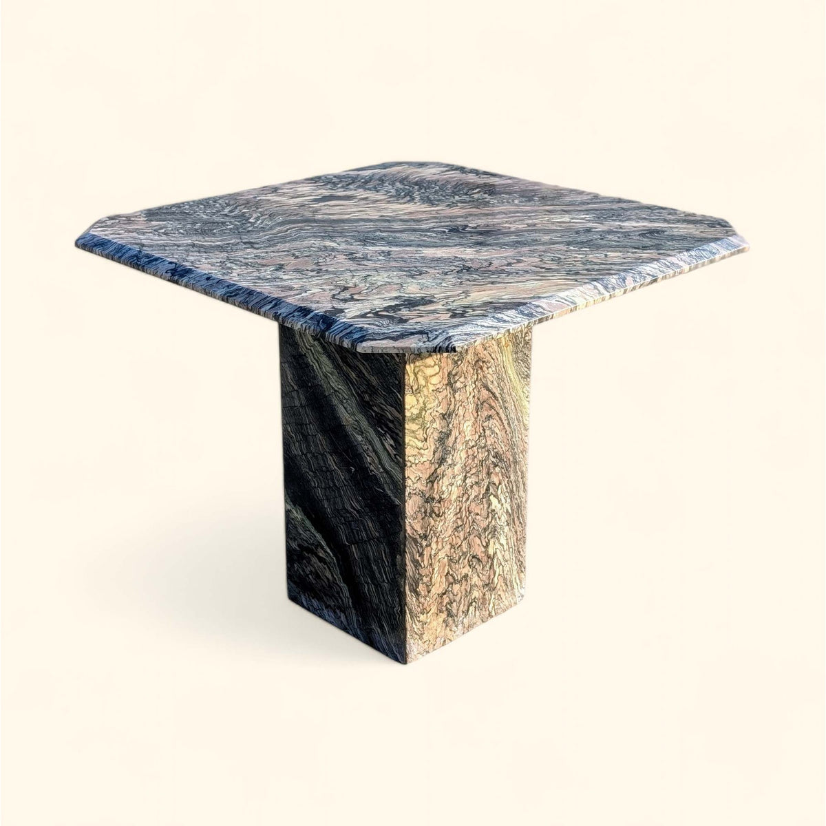 Italian Cipollino Ondulato Marble Pedestal Side Table