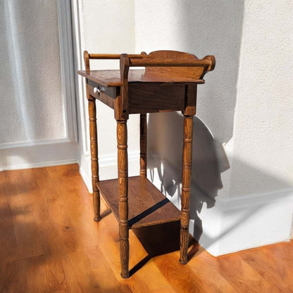Antique Oak Washstand with Towel Bars and Shelf, circa 1880–1900