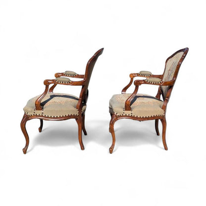 Pair of Vintage French Carved Armchairs