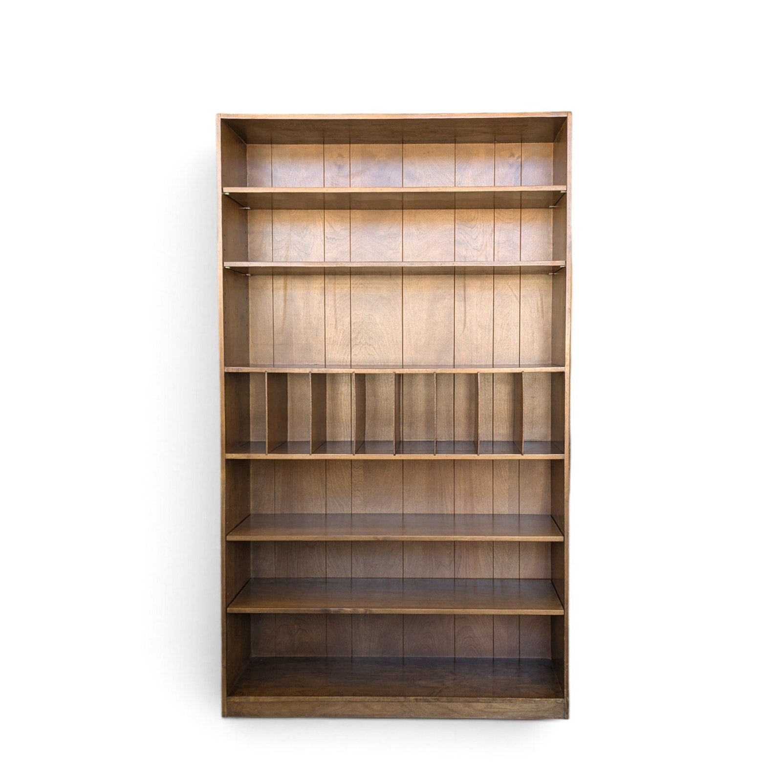 1970s Japanese Veneered-Plywood Bookcase with Adjustable Shelves and Dividers — view 2 of 16