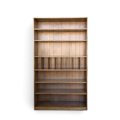 1970s Japanese Veneered-Plywood Bookcase with Adjustable Shelves and Dividers