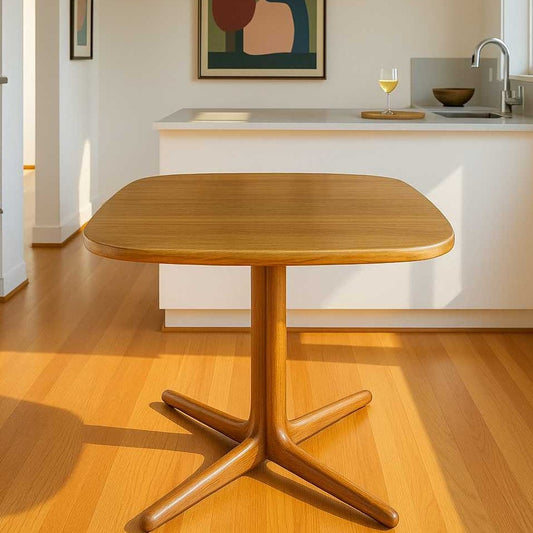 Vintage Teak Dining Table, Rounded Square Top