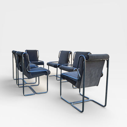 Chrome Cantilever Dining Chairs, Set of 6