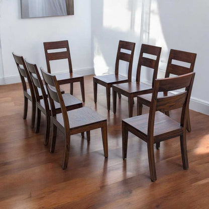 Set of 8 Crate & Barrel Basque Honey Wood Dining Chairs