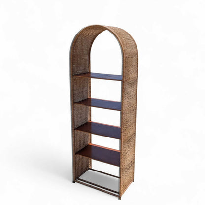 Vintage Rattan Arch Bookcase