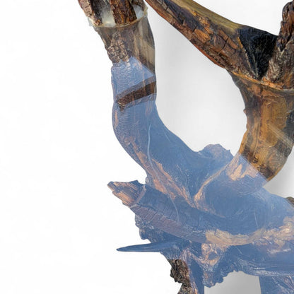 Vintage Driftwood Side Table with Acrylic Top