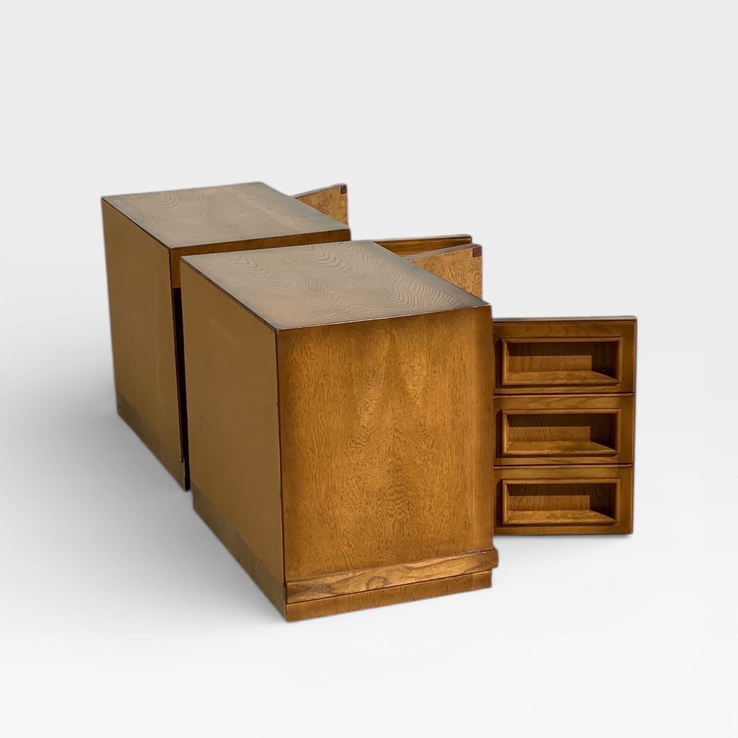 Mid-Century Modern Oak Nightstands- Pair