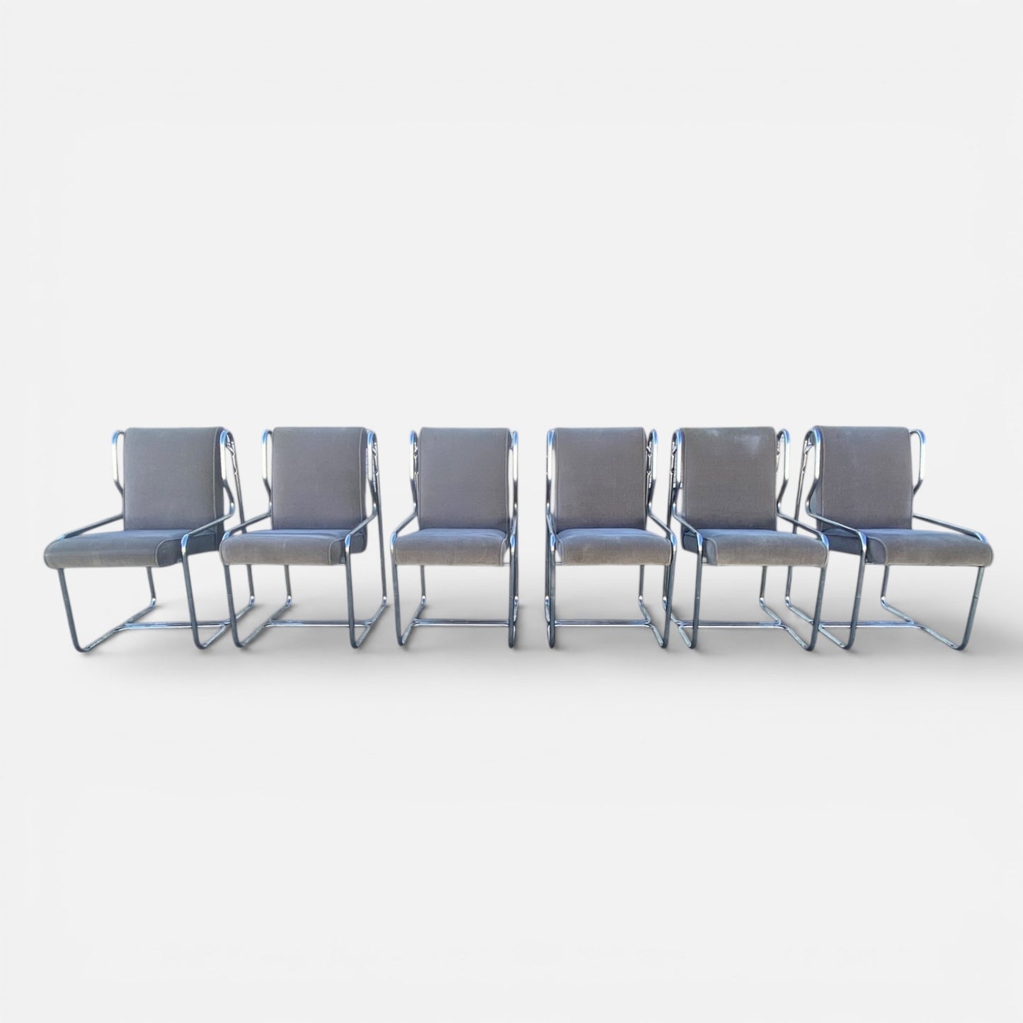 Chrome Cantilever Dining Chairs, Set of 6