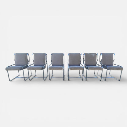 Chrome Cantilever Dining Chairs, Set of 6