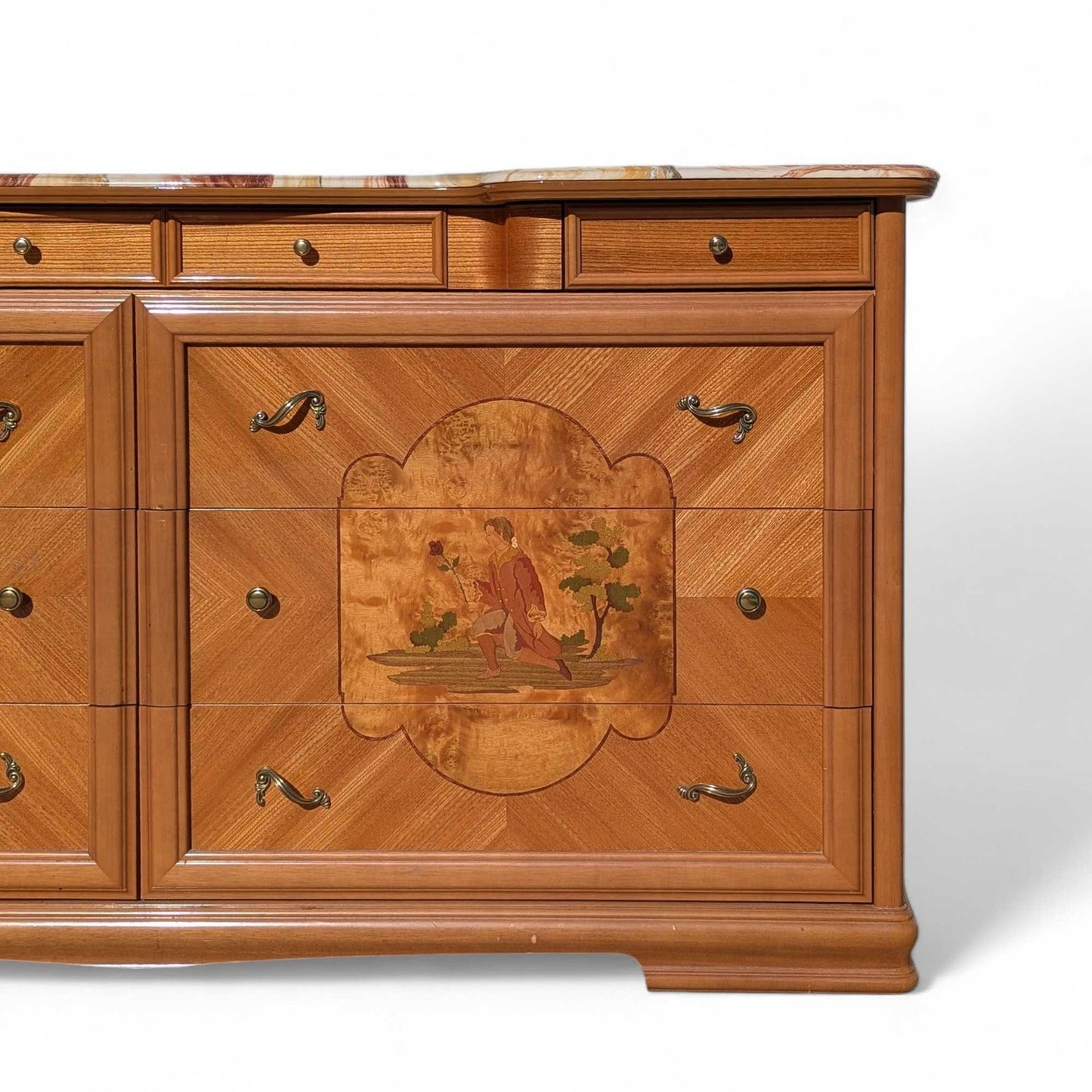 Postmodern Lacquer Dresser with Faux Marble Top