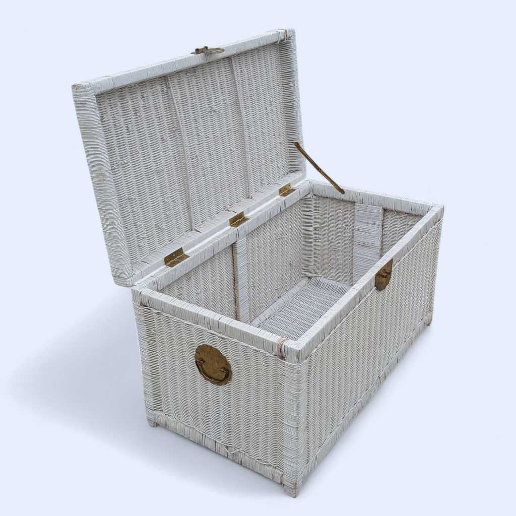Vintage White Wicker Trunk