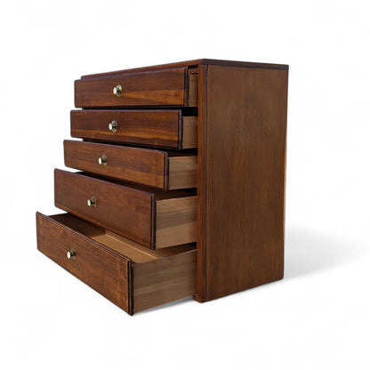 Walnut Chest of Drawers with Brass Pulls, Dresser