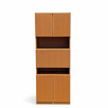 Vintage Bauhaus Tall Bar Cabinet – Drop Front w/ Mirror, Modern Storage Tower, 84" High, Made in Canada, MCM Style