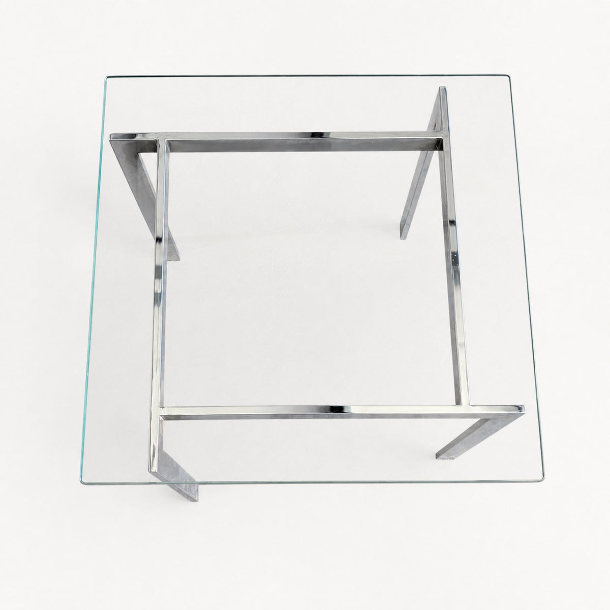Vintage Modernist Chrome and Clear Glass Square Side Table — view 13 of 16