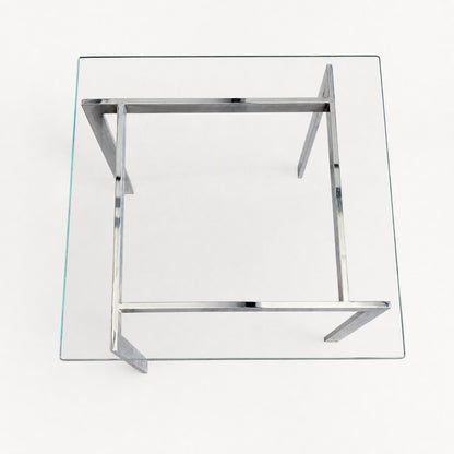 Vintage Modernist Chrome and Clear Glass Square Side Table