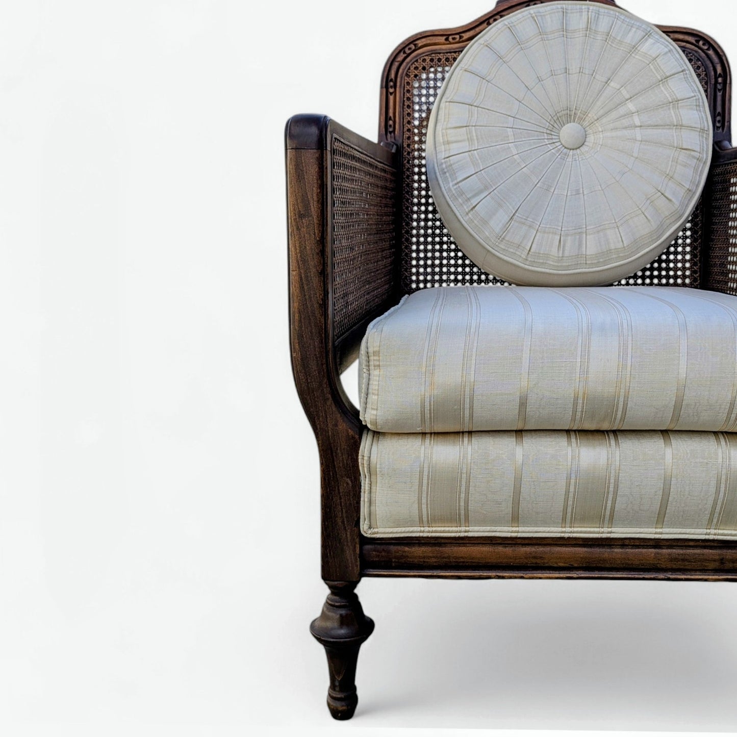 Vintage Carved Wood Club Chair, c. 1970s