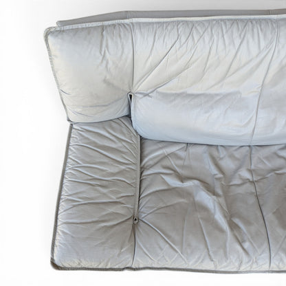 Vintage Nicoletti Italia Gray Leather Postmodern Loveseat, 1980s