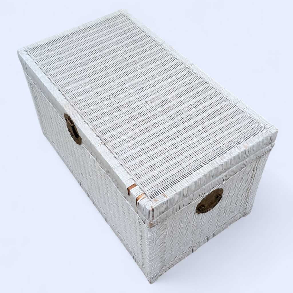 Vintage White Wicker Trunk