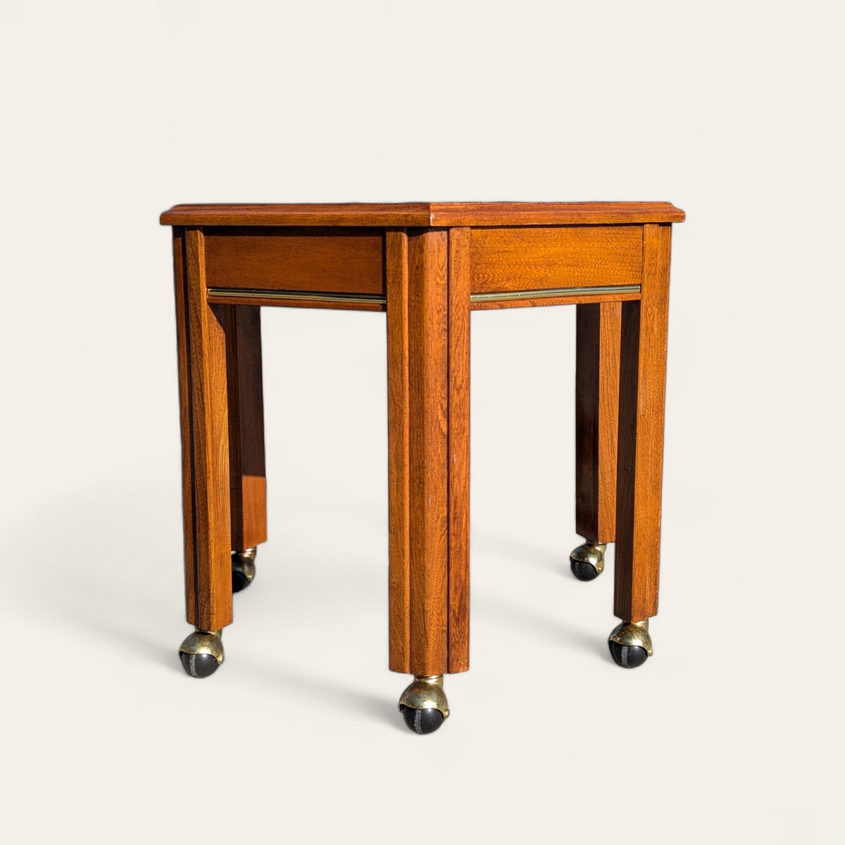 1970s Mersman Mid-Century Hexagonal Wood Side Table