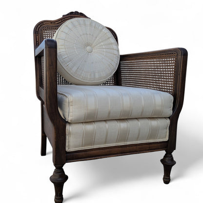 Vintage Carved Wood Club Chair, c. 1970s