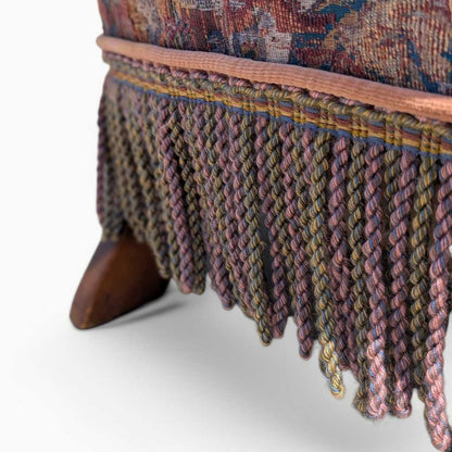 Antique Tufted Rocking Chair – Custom Upholstered Victorian Accent Chair with Fringe Trim & Floral Velvet Fabric