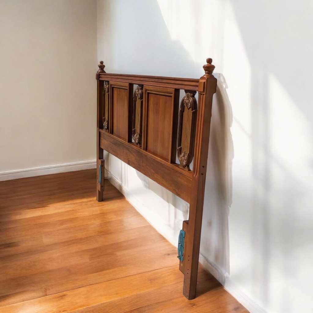 Vintage Carved Wood Full-Size Headboard