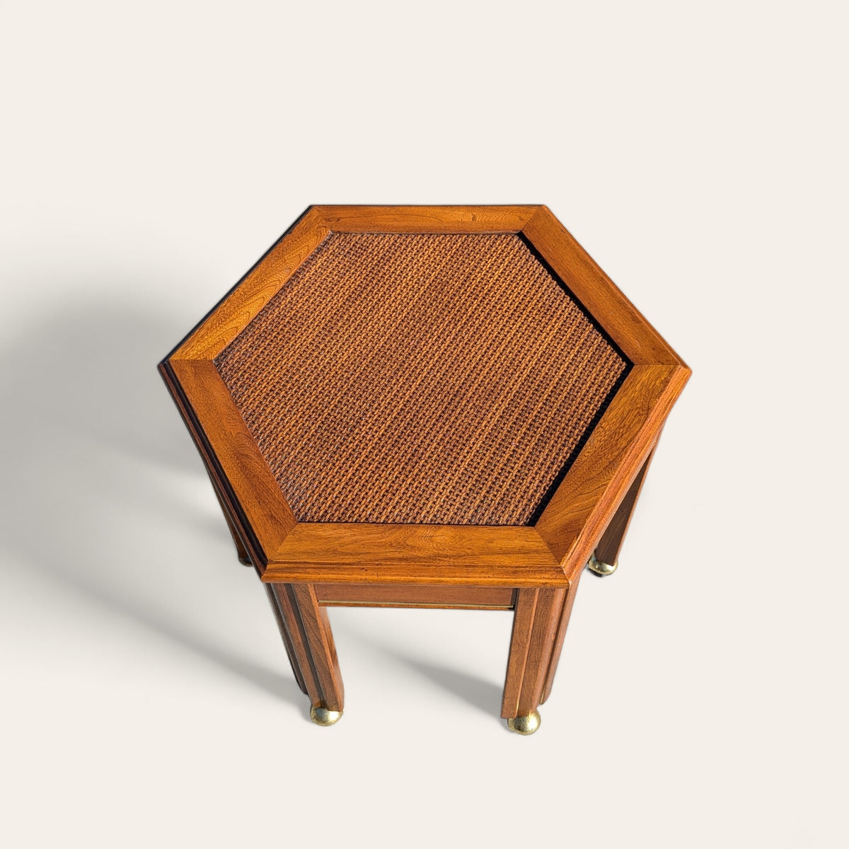 1970s Mersman Mid-Century Hexagonal Wood Side Table