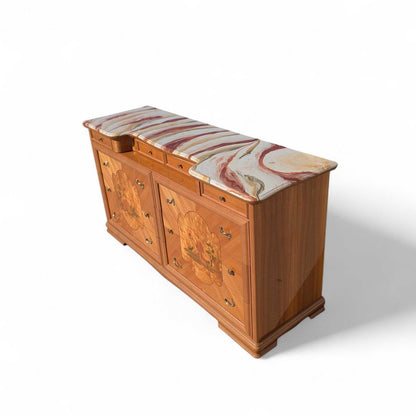 Postmodern Lacquer Dresser with Faux Marble Top