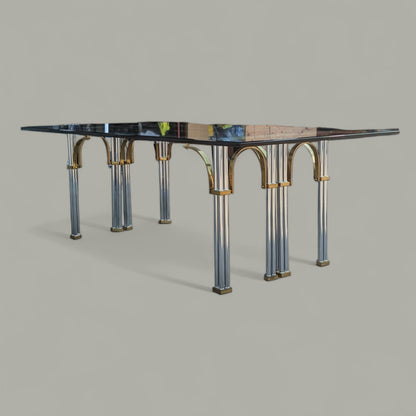 Glass Top Dining Table by Maison Jansen