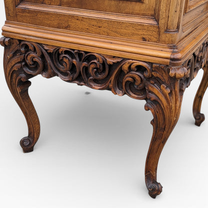 Continental Walnut Carved Sideboard Cabinet with Sculptural Apron