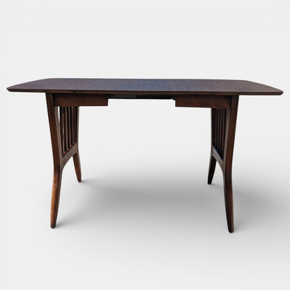 Mid Century Drop Leaf Dining Table by Garrison Furniture Co. | Sculptural Walnut Laminate Table | 1960s MCM