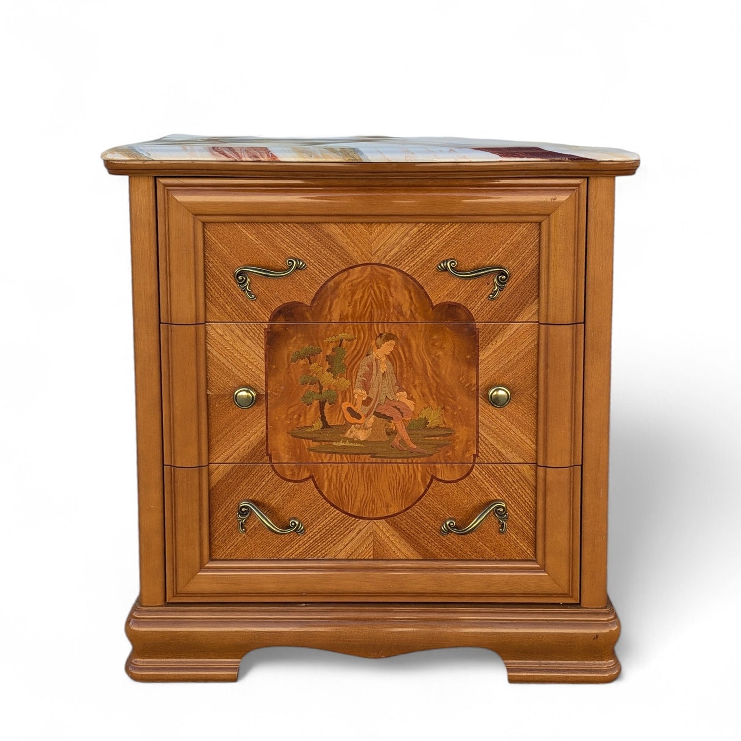 European-Inspired Three-Drawer Nightstand, Late 20th Century