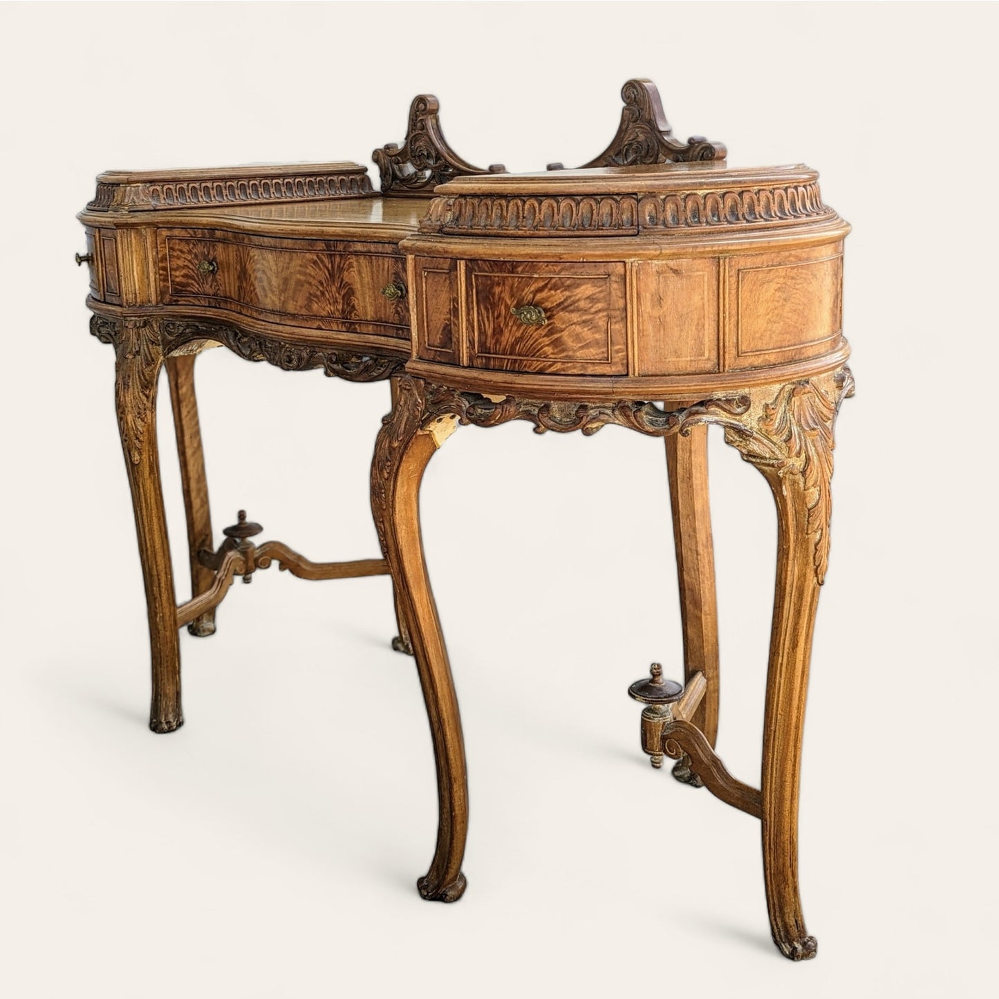 Antique Desk, Louis XV Style Writing Desk, 18th Century French Rococo, Ornate Carved Wood, Elegant Curved Legs, Vintage Furniture Piece