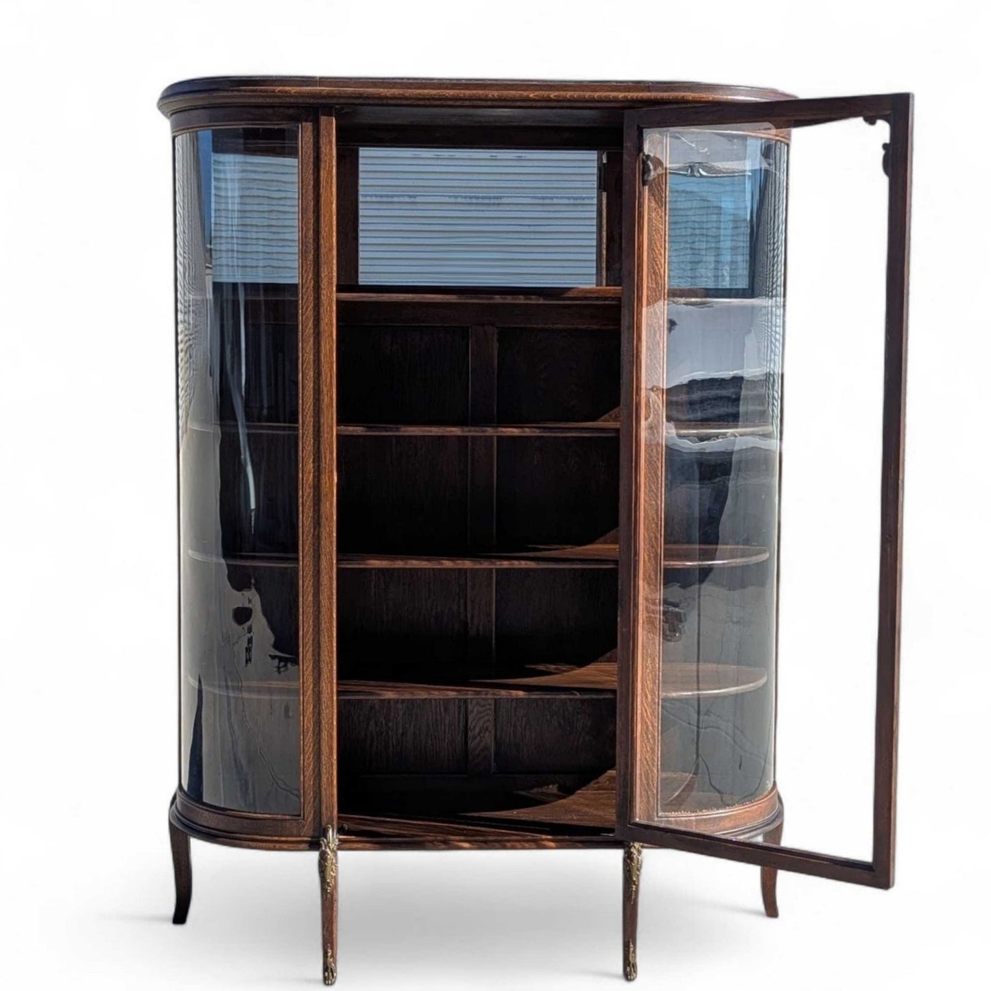 Early 20th Century Edwardian Demi-Lune Curved Glass Display Cabinet