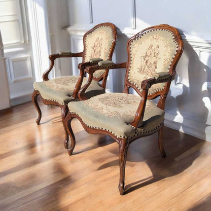 Pair of Vintage French Carved Armchairs