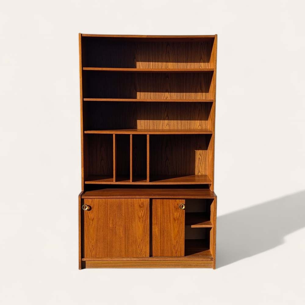 Vintage Bookcase, Freestanding Wall Unit, Mid Century, MCM, Danish Modern, Shelves, Storage Cabinet