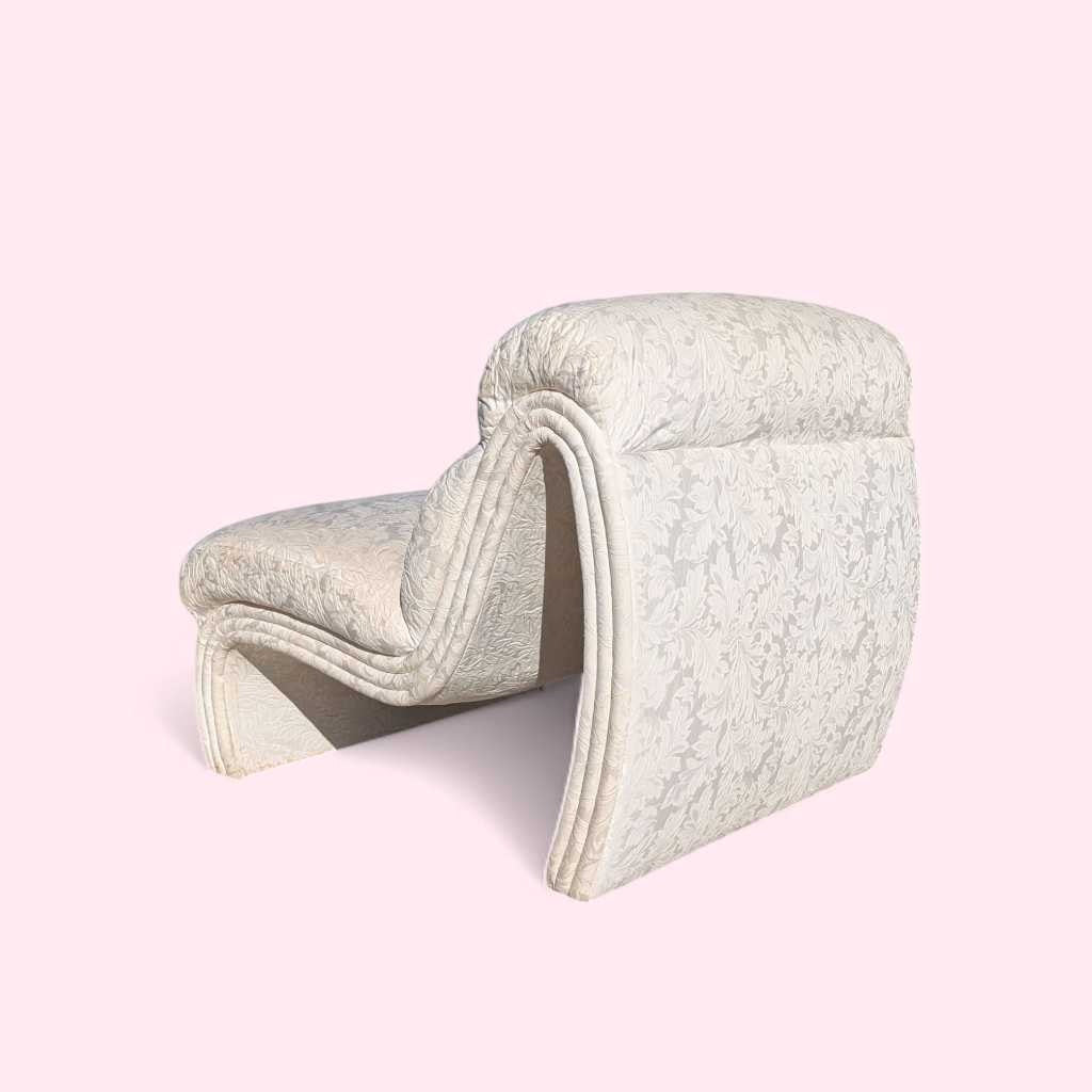 Postmodern Lounge Chair – Sculptural Curved Accent Chair, Textured Upholstery, Unique Statement Piece