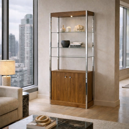 Chrome & Glass Étagère / Display Bookcase, c. 1970s–80s