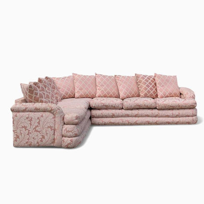 Postmodern Sectional Sofa – 80s Vintage Pink Sofa, Retro Floral Design, Curved Couch, Statement Living Room Furniture