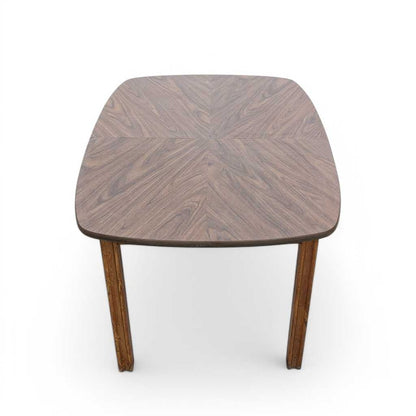 Mid-Century Modern Walnut-Look Laminate Dining Table