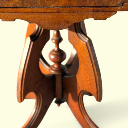 Late-19th-Century Marble-Top Carved Wood Parlor Side Table