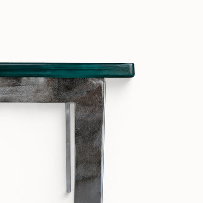 Vintage Modernist Chrome and Clear Glass Square Side Table