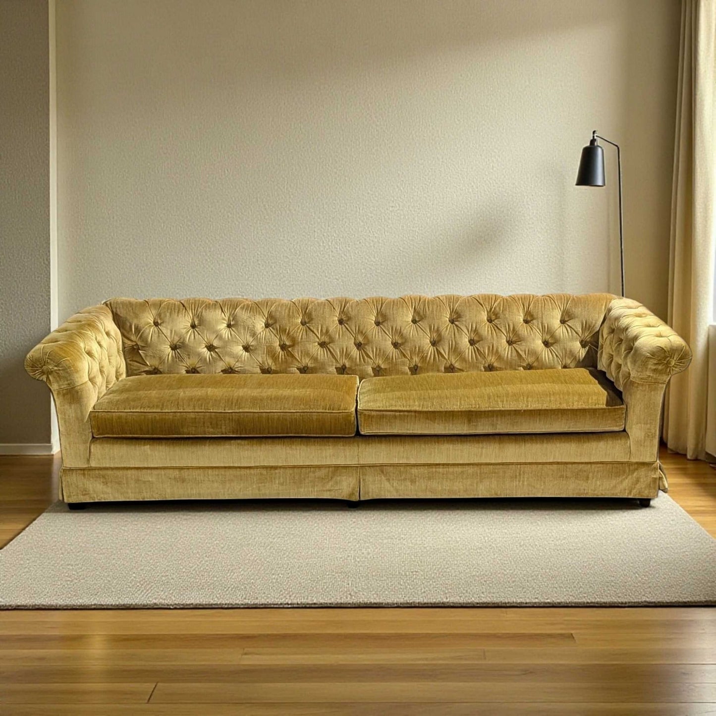 Vintage Hollywood Regency Gold Velvet Sofa