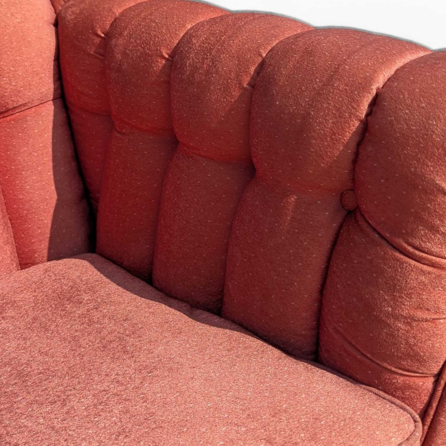 Vintage 1980s Tufted Sofa – Postmodern Loveseat in Rose Upholstery, Milo Baughman Style, 67" Long
