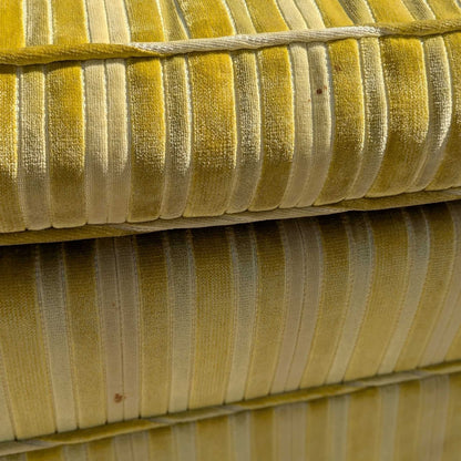 Vintage 96” Tufted Striped Sofa – Mid Century Curved Back Couch, Cleaned + New Foam Included, Unique Hollywood Regency Style