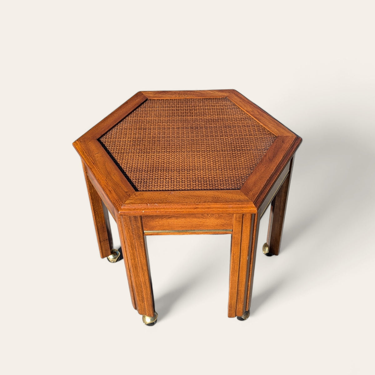1970s Mersman Mid-Century Hexagonal Wood Side Table