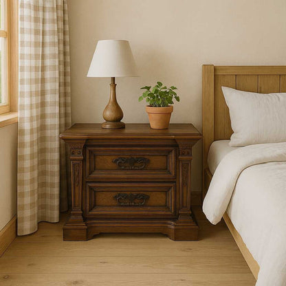 Vintage Carved Wood Nightstands